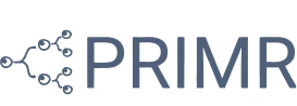 PRIMR logo featuring a stylized hexagonal molecular structure to the left of the text.
